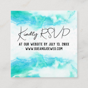 Beach Wedding Blue Waves Mini Website Enclosure Ca Begleitkarte