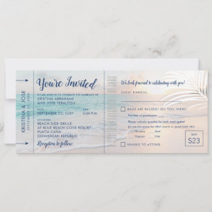Beach Wedding Boarding Pass All-in-One Einladung