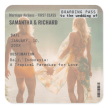 Beach Wedding Boarding Pass Romantic Beach