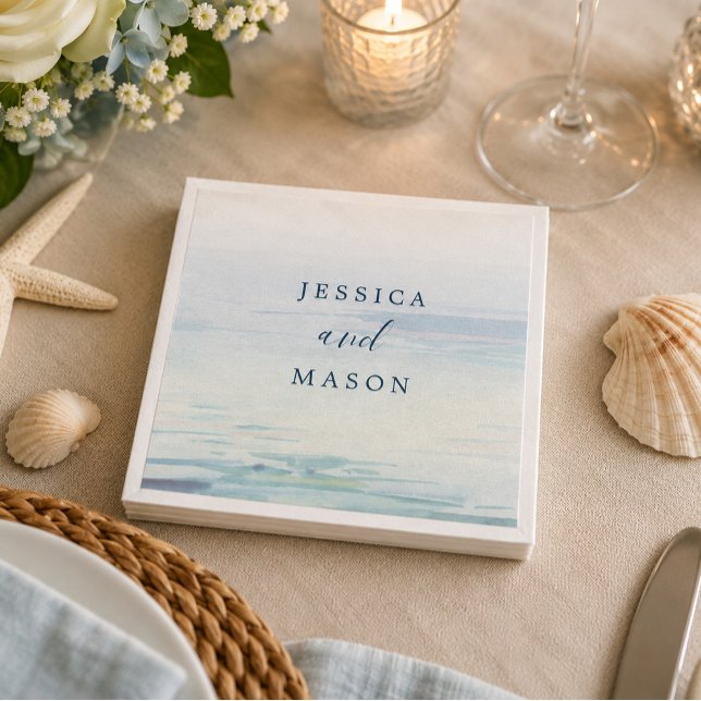 Beach Wedding Cocktail Napkin Serviette (Von Creator hochgeladen)