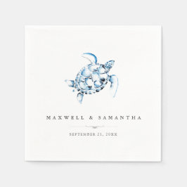 Beach Wedding Cocktail Napkins Sea Turtle Serviette