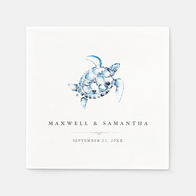 Beach Wedding Cocktail Napkins Sea Turtle Serviette (Vorderseite)