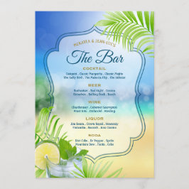 Beach Wedding Cool Mojito Palm Blätter Die offene Menükarte