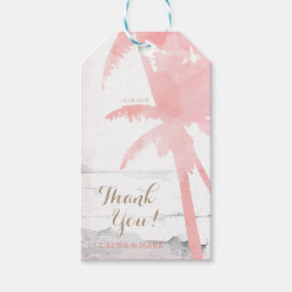 Beach Wedding Coral Palm Trees Wood Wasserfarbe Geschenkanhänger