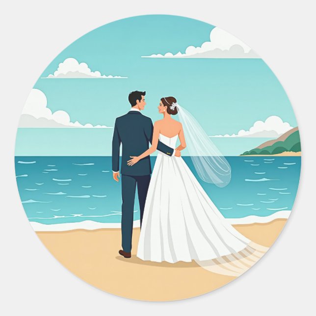 Beach Wedding Couple Sticker (Vorderseite)