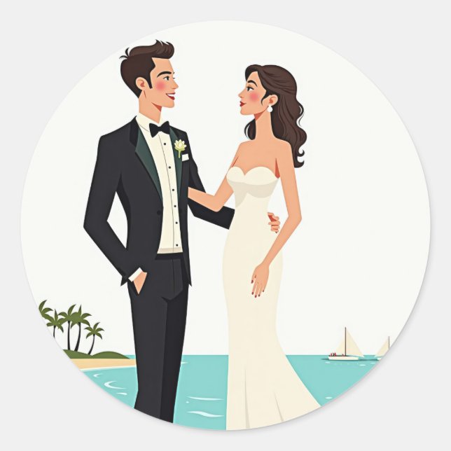 Beach Wedding Couple Sticker (Vorderseite)