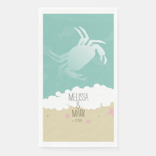 Beach Wedding Crab Sand Paare Name Serviette