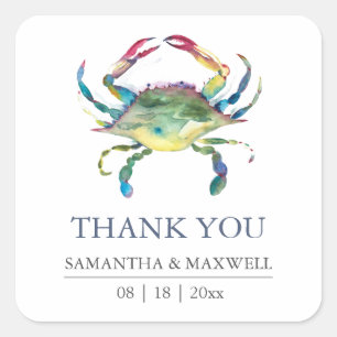 Beach Wedding Danke, dass du Sticker Blue Crab bev