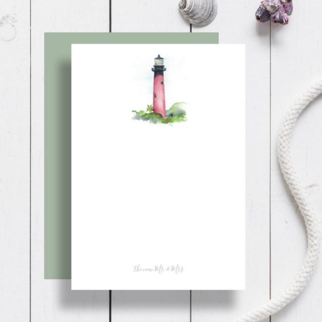 Beach Wedding danke Ihnen Cards Leuchtturm (Jupiter lighthouse personalized notecards feature watercolor art by Victoria Grigaliunas)
