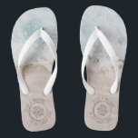 Beach Wedding Destination Personalisiert Flip Flops<br><div class="desc">Strand Sand und Wellenreiten mit personalisierten Imitaten Pass Briefmarke für eine Strand-Hochzeit in Urlaubsort.</div>