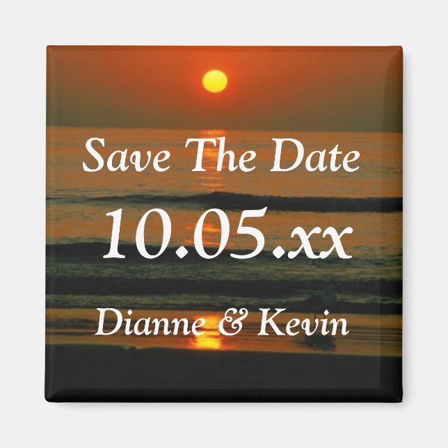 Beach Wedding Destination Sunset Foto Rett Datum Magnet (Vorne)