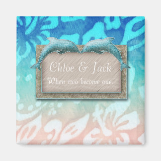 Beach Wedding Dolphin Hibiskus Flown Save the Date Magnet