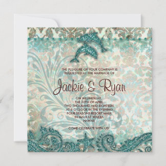 Beach Wedding Einladung Delphine Vintag Aquamarin