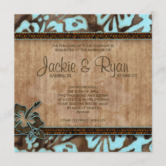 Beach Wedding Einladung Hibiskus Blue Brown