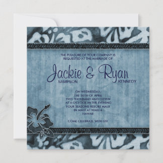 Beach Wedding Einladung Hibiskus Blue Denim