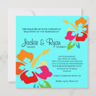 Beach Wedding Einladung Hibiskus Blume Colors bl
