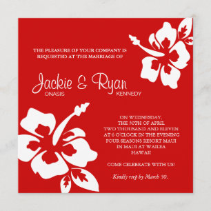 Beach Wedding Einladung Hibiskus Blume Red
