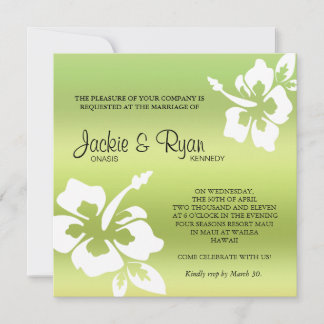 Beach Wedding Einladung Hibiskus Lime Green