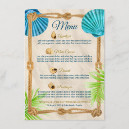 Beach Wedding Empfang Dinner Seashell Rope Palm Menükarte