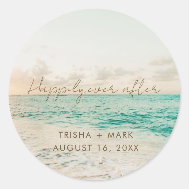 Beach Wedding Favor Stickers (Vorderseite)