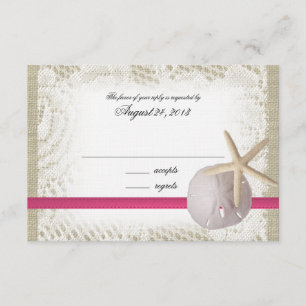 Beach Wedding Fuchsia Response Card RSVP Karte