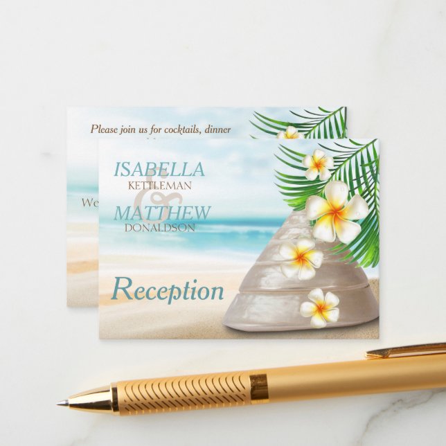 Beach Wedding für Mr. & Mrs. | EMPFANG Begleitkarte (Vorderseite/Rückseite Beispiel)