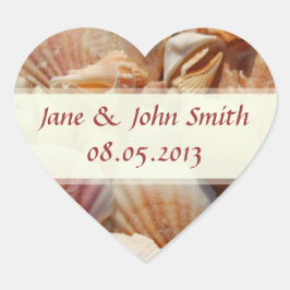 Beach Wedding Gefallen Stickers: Seashells Herz-Aufkleber