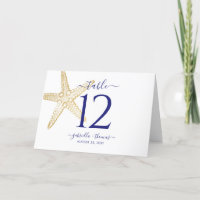 Beach Wedding Gold Nautical Starfish Tischnummer