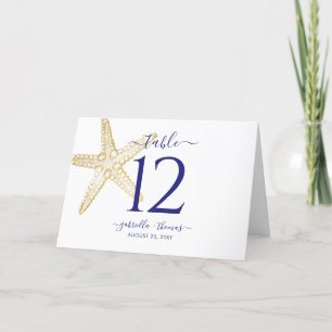 Beach Wedding Gold Nautical Starfish Tischnummer