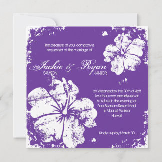 Beach Wedding Grunge Hibiskus Lila Einladung