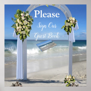 Beach Wedding Guest Book Sign Poster