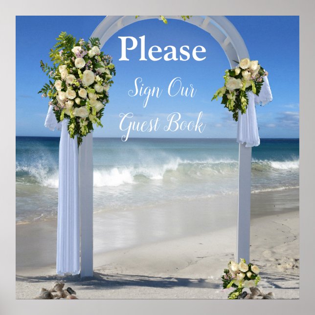 Beach Wedding Guest Book Sign Poster (Vorne)