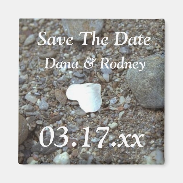 Beach Wedding Heart Foto Custom Save the Dates Ma Magnet (Vorne)