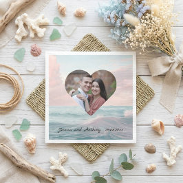 Beach Wedding Heart Foto Serviette