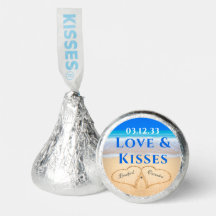Beach Wedding Hearts in Sand Liebe Kisses