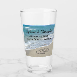 Beach Wedding Hearts in the Sand Elegant Glas