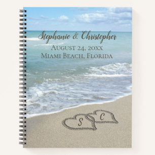 Beach Wedding Hearts in the Sand Elegant Notizbuch