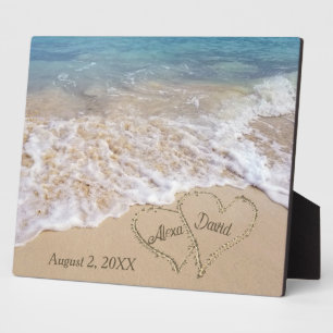 Beach Wedding Hearts mit neuen Namen Fotoplatte