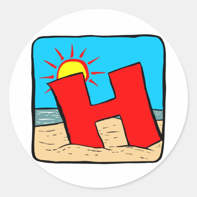 Beach Wedding Ideas Letter H Runder Aufkleber (Vorderseite)