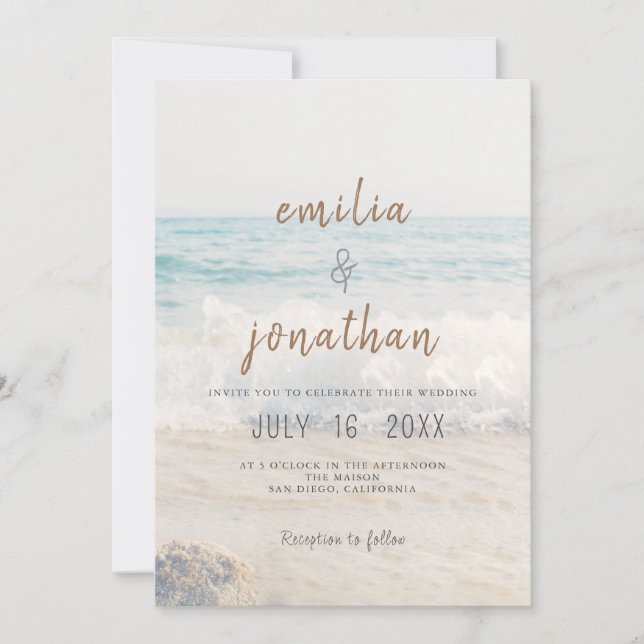 Beach Wedding Invitation Seaside/Oceanside Wedding Einladung (Vorderseite)