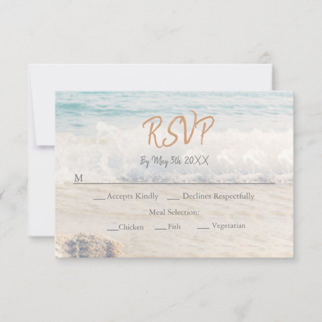 Beach Wedding Invitation Seaside/Oceanside Wedding RSVP Karte (Vorderseite)