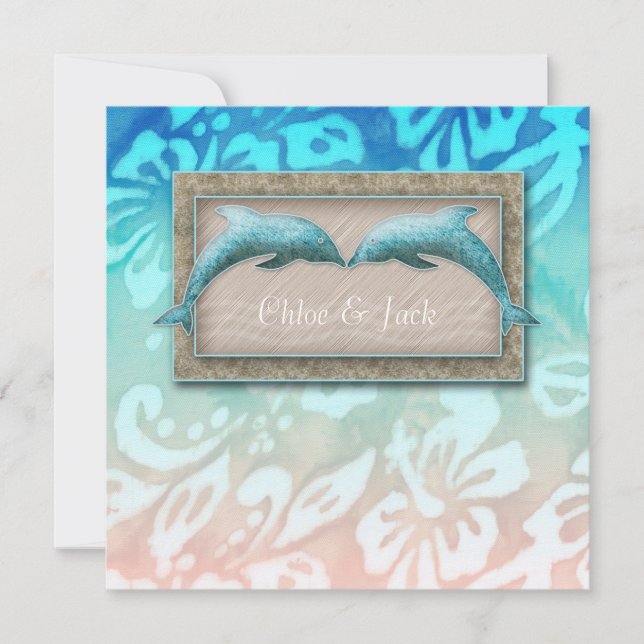 Beach Wedding Invite Dolphin Luau Party Nautic Einladung (Vorderseite)