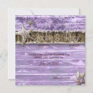 Beach Wedding laden Seashell Lila Vintages Holz ei Save The Date