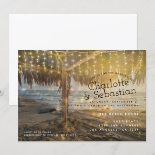 Beach Wedding Light String Personalisiert Einladung