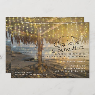 Beach Wedding Light String Personalisiert Einladung