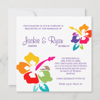 Beach Wedding Luau Hibiskus Blume Rechte Einladung
