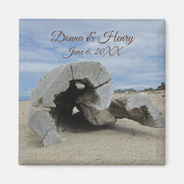 Beach Wedding Memento Driftwood Foto Ozean Magnet