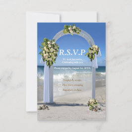 Beach Wedding mit White Roses RSVP Card