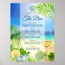 Beach Wedding Mojito Weinpalme Open Bar Menu Poster