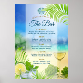 Beach Wedding Mojito Weinpalme Open Bar Menu Poster